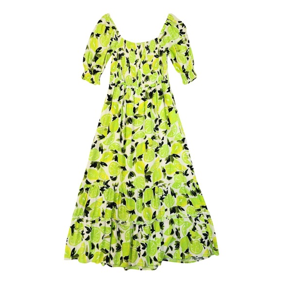 Steve Madden Womens Sunny Lime Challis‎ Tiered Maxi Dress Size Large Lime Green - Picture 3 of 11